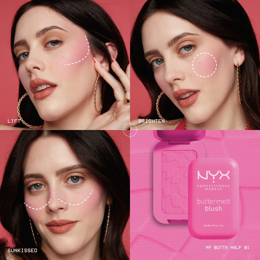 NYX Professional Makeup Buttermelt Blush, Powder Blush, up to 12 H Wear, Fade & Transfer Resistant, Butta Together