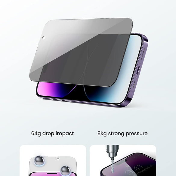 UGREEN 2 Pack for iPhone 17 Pro Max Screen Protector Privacy 6.9'' 100% Privacy Protection 1:1 Full Coverage Military Grade 9H Tempered Glass Anti-Spy Screen Protector Easy to Install