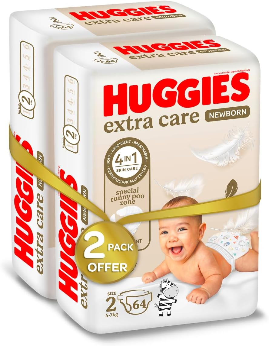 Huggies New Born, Size 2, 4-7 kg, Jumbo Pack, 128 Diapers