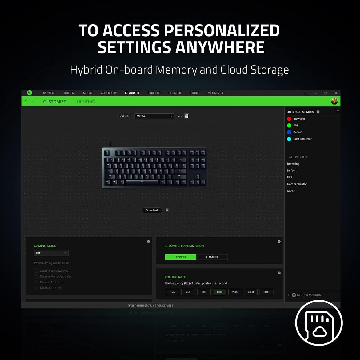 Razer Huntsman Mini 60% Compact Gaming Keyboard: Purple Switch, Clicky Optical-Mechanical Switches, Doubleshot PBT Keycaps, Detachable USB-C Cable, US Layout - Black