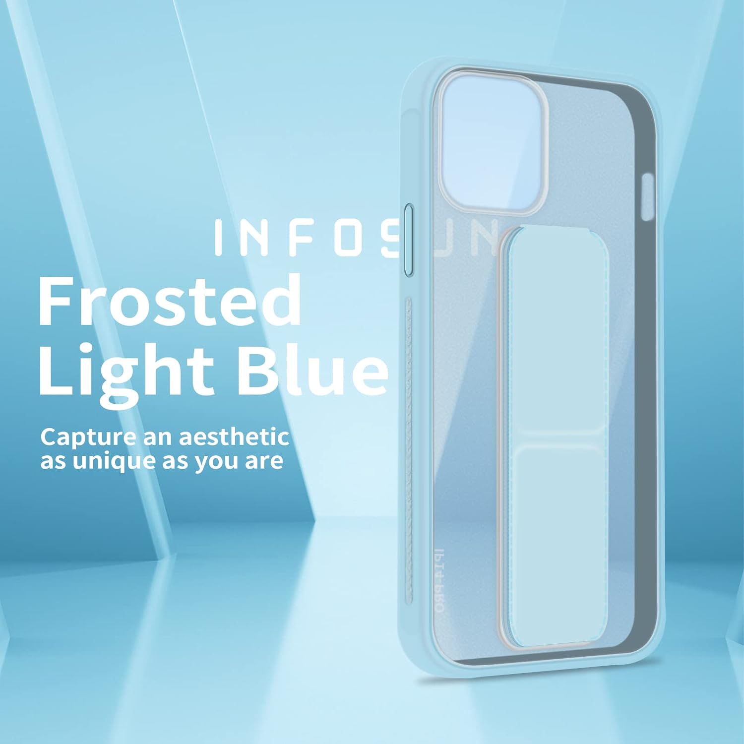 INFOSUN for iPhone 14 Pro Case Stand Cover Matte Cases with Frosted Back Hand Grip Kickstand Cover Holder Shockproof Translucent Design for iPhone 14 Pro (6.1 Inch) (2022) (Black)