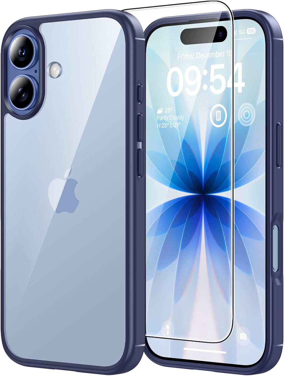 TAURI for iPhone 17 Pro Case with 1-Pack Screen Protector, Camera Lens Full Protection, Military-Grade Protection, Shockproof Transparent Back Bumper Phone Cover - Clear