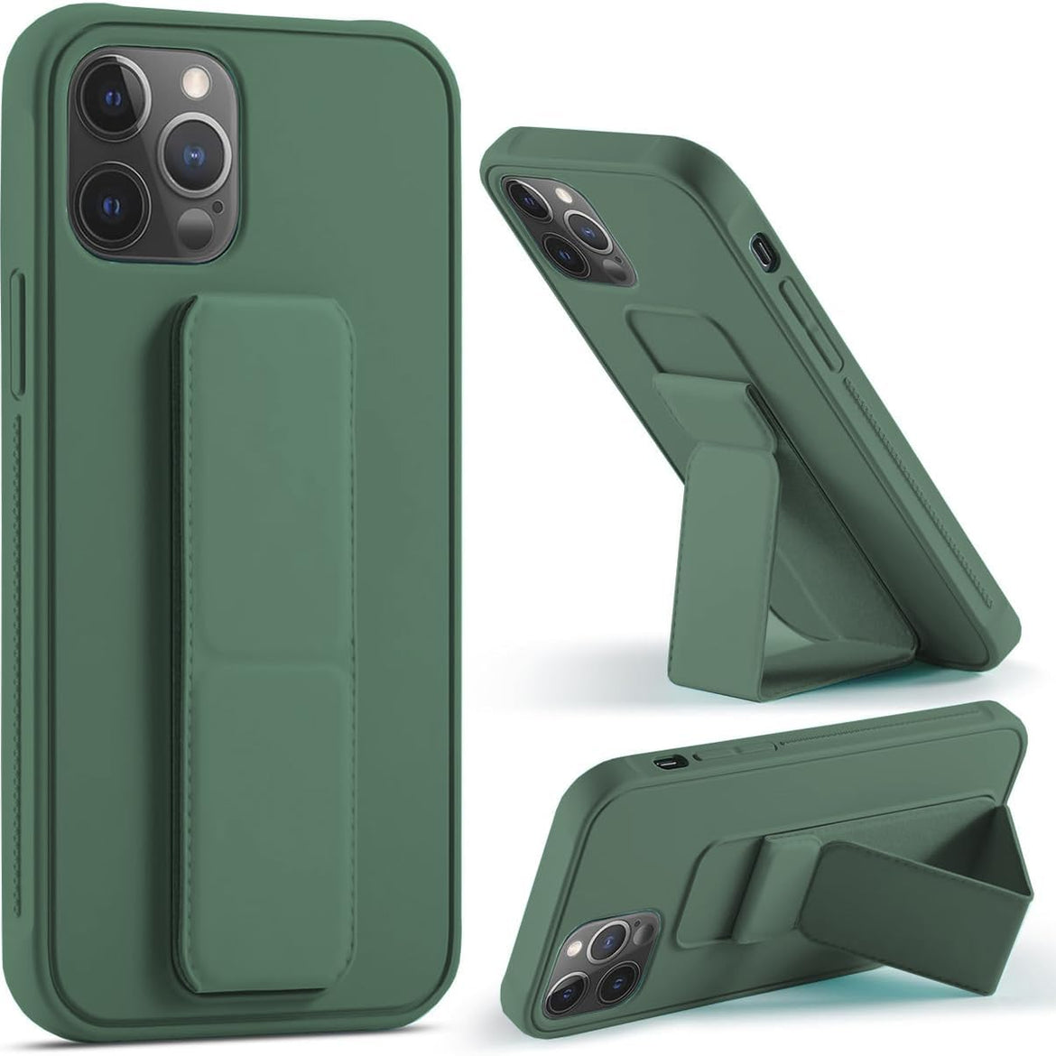 Compatible with iPhone 14 Plus Case with Stand, Multi-Functional Magnetic Vertical & Horizontal Kickstand Protective Phone Case, Candy Color Slim Cute Hybrid Cover (Black, iphone 14 plus)