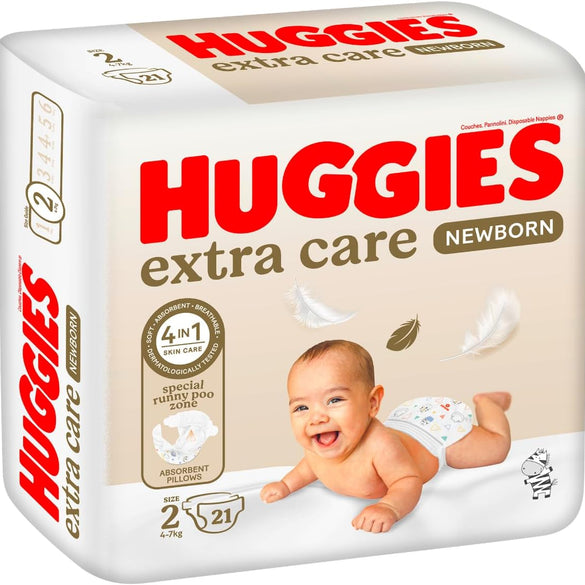 Huggies New Born, Size 2, 4-7 kg, Jumbo Pack, 128 Diapers