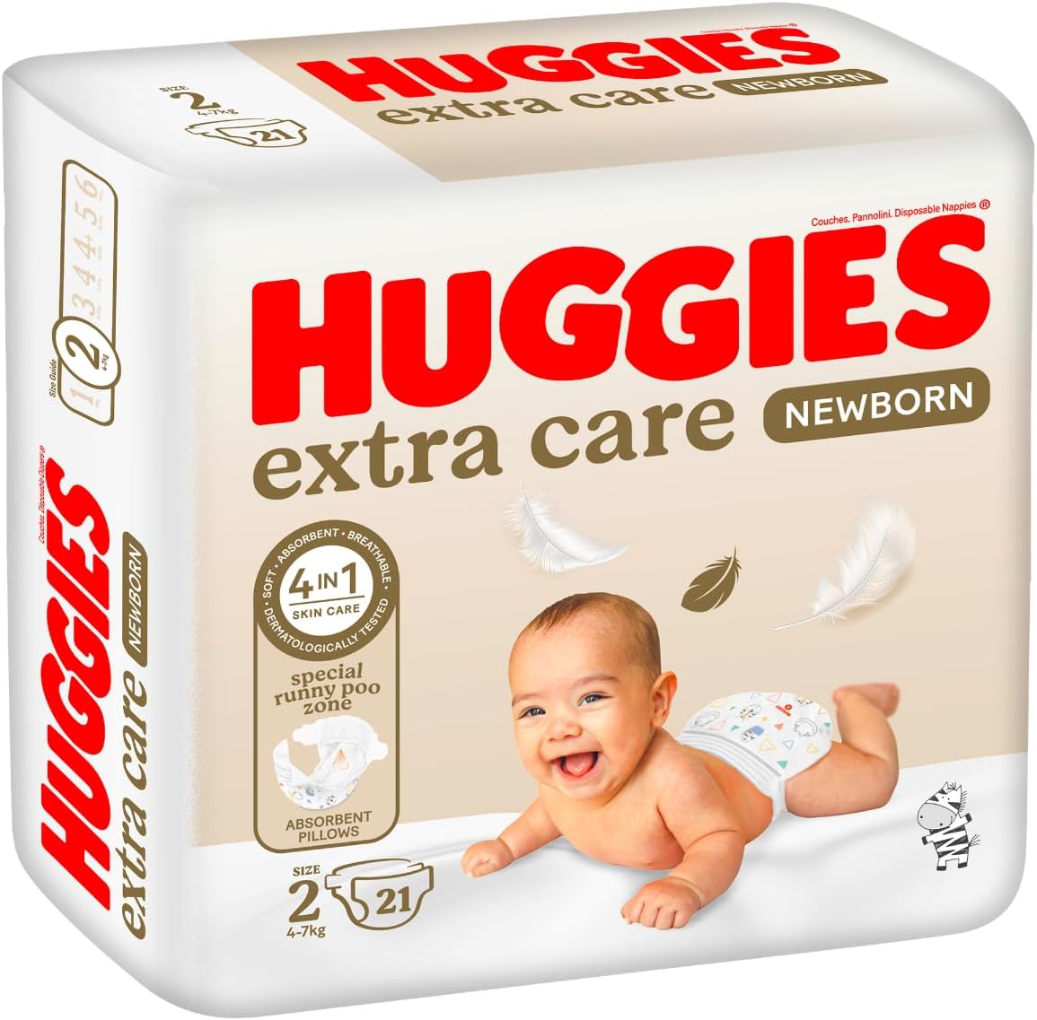 Huggies New Born, Size 2, 4-7 kg, Jumbo Pack, 128 Diapers