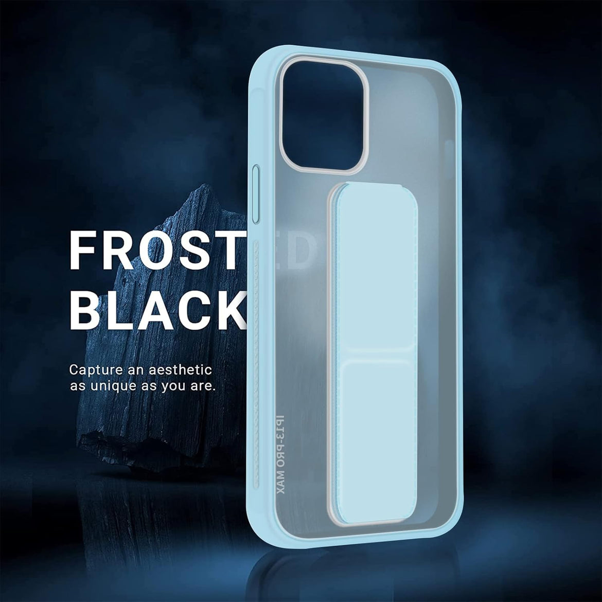 INFOSUN for iPhone 14 Pro Case Stand Cover Matte Cases with Frosted Back Hand Grip Kickstand Cover Holder Shockproof Translucent Design for iPhone 14 Pro (6.1 Inch) (2022) (Black)