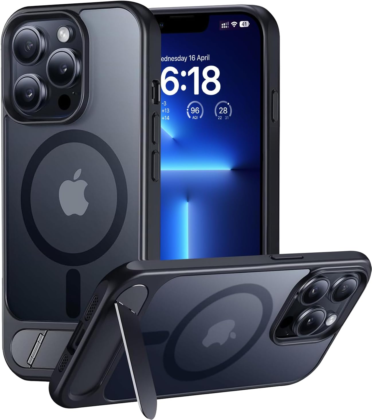 Eligo for iPhone 12 Pro Max Case, Compatible with MagSafe, Magnetic Cover with Invisible Stand, Shockproof Protection Phone Shell, Matte Kickstand Back Cases for Apple 12 Pro Max 6.7" (2020) (Black)