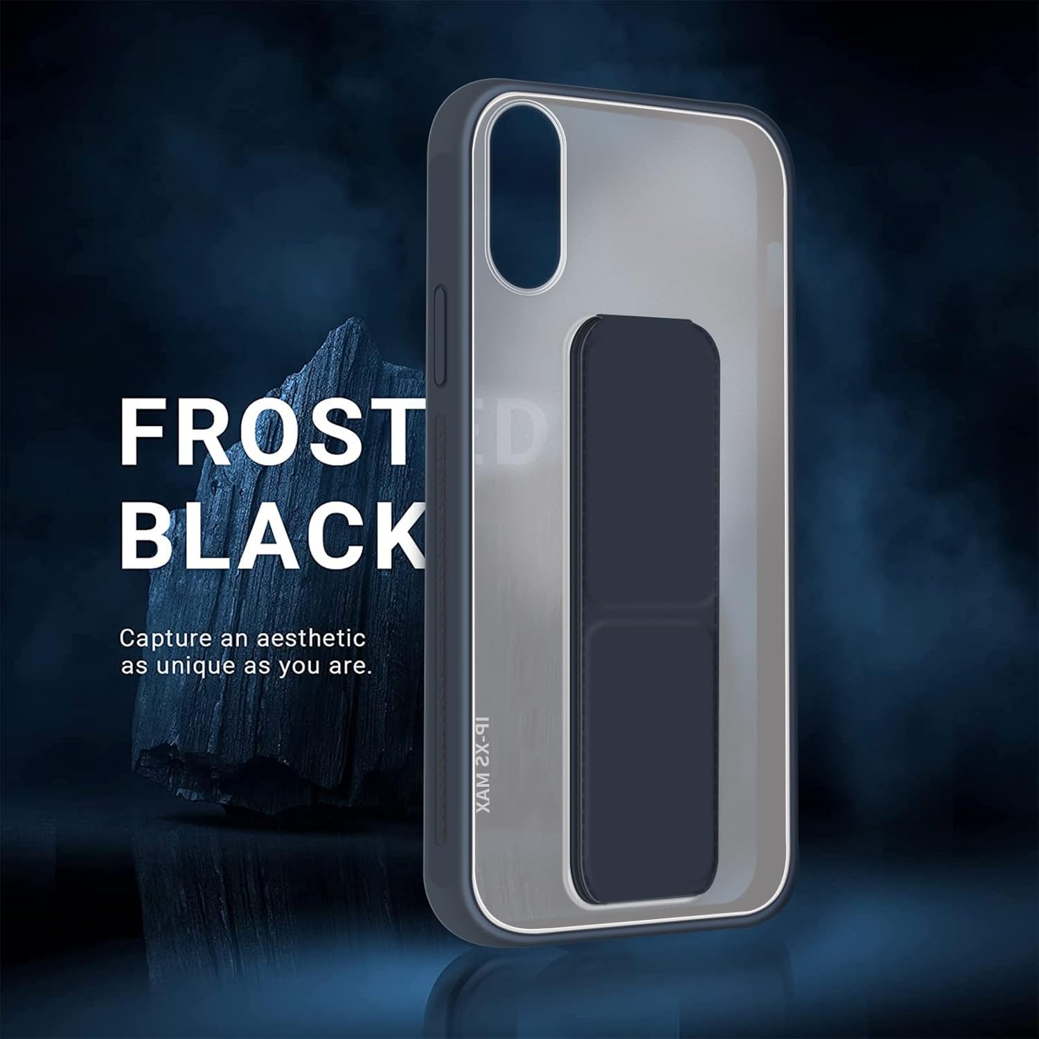 INFOSUN for iPhone 14 Pro Case Stand Cover Matte Cases with Frosted Back Hand Grip Kickstand Cover Holder Shockproof Translucent Design for iPhone 14 Pro (6.1 Inch) (2022) (Black)