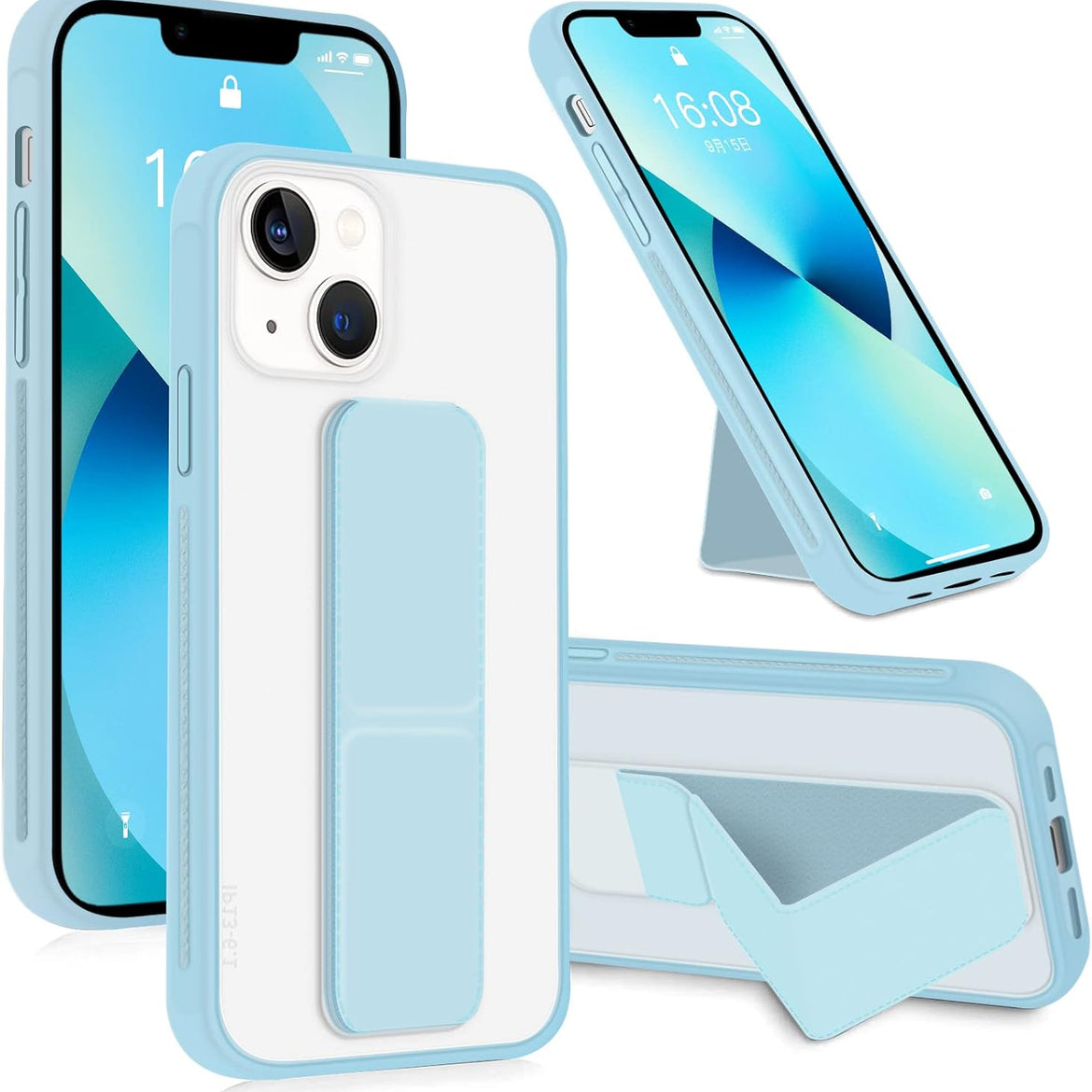 INFOSUN for iPhone 14 Pro Case Stand Cover Matte Cases with Frosted Back Hand Grip Kickstand Cover Holder Shockproof Translucent Design for iPhone 14 Pro (6.1 Inch) (2022) (Black)