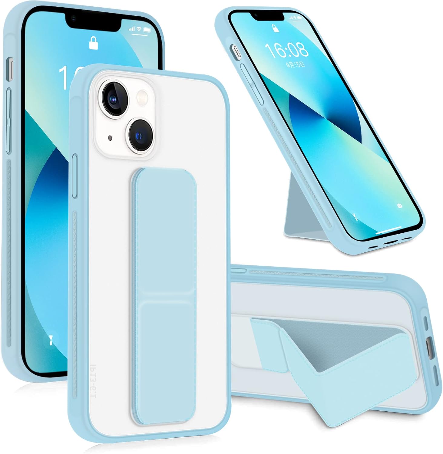 INFOSUN for iPhone 14 Pro Case Stand Cover Matte Cases with Frosted Back Hand Grip Kickstand Cover Holder Shockproof Translucent Design for iPhone 14 Pro (6.1 Inch) (2022) (Black)