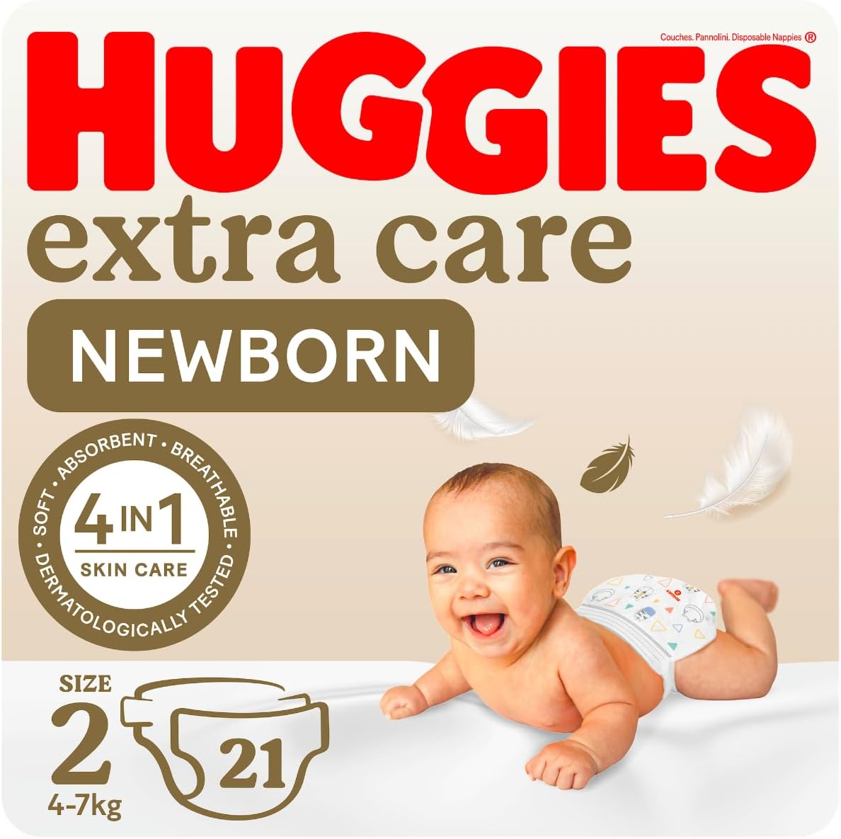 Huggies New Born, Size 2, 4-7 kg, Jumbo Pack, 128 Diapers