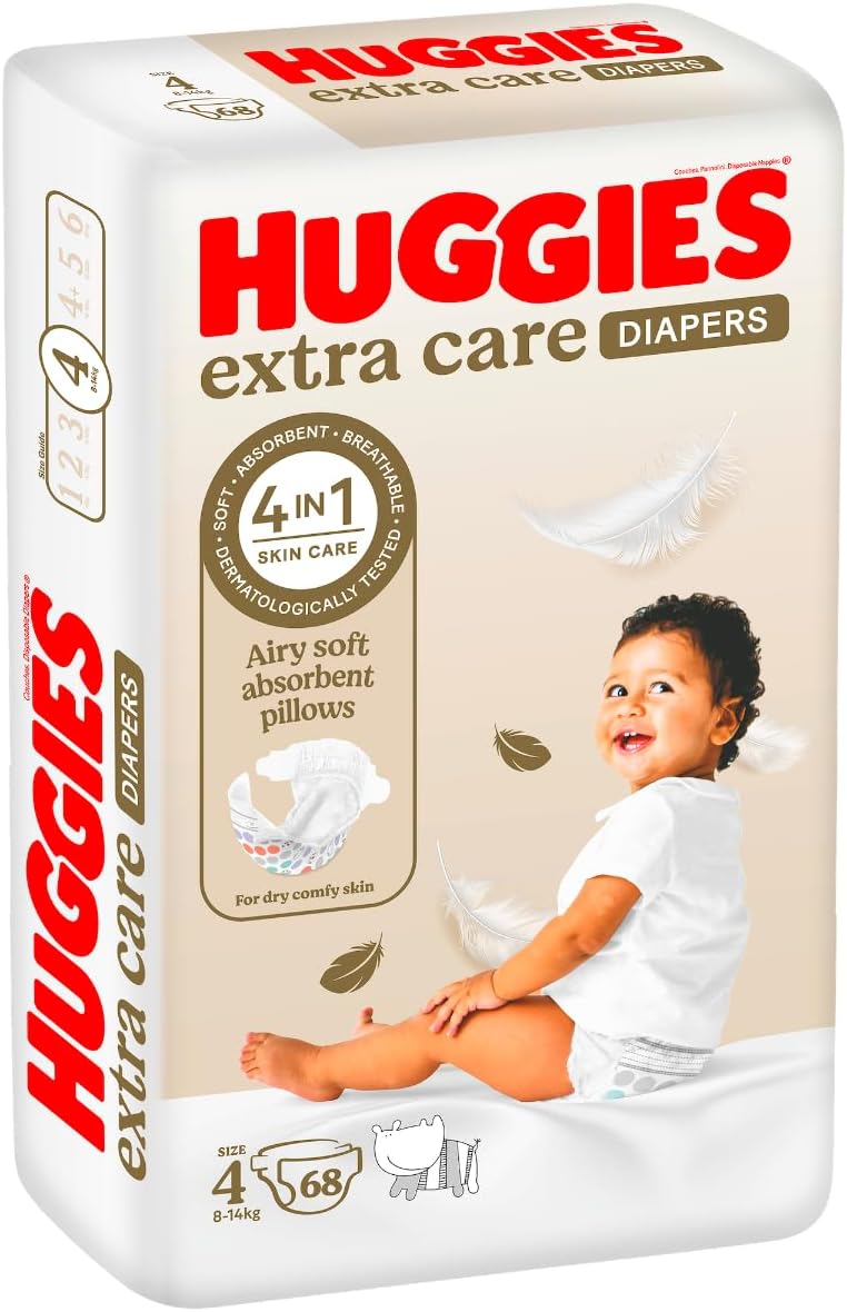 Huggies Extra Care, Size 4, 8-14 kg, Twin Jumbo Pack, 136 Diapers
