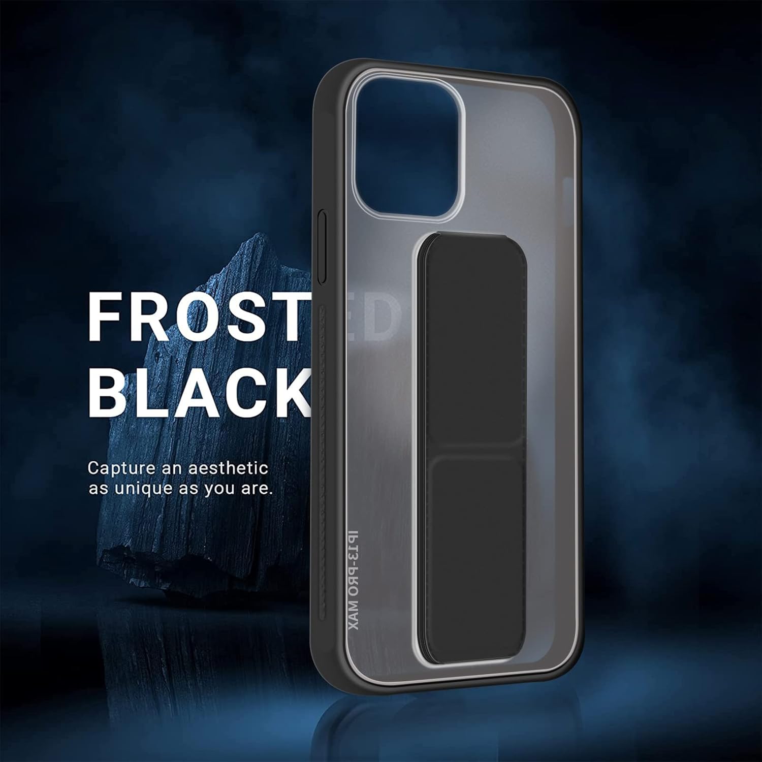 INFOSUN for iPhone 14 Pro Case Stand Cover Matte Cases with Frosted Back Hand Grip Kickstand Cover Holder Shockproof Translucent Design for iPhone 14 Pro (6.1 Inch) (2022) (Black)
