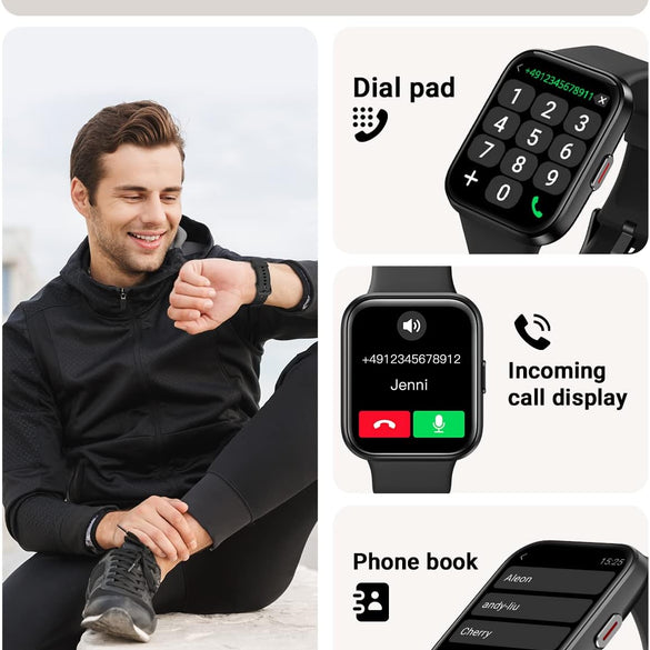 Smart Watch for Men Women (Answer/Make Call), Alexa Built-in, 1.8" Touch Screen Fitness Watch with SpO2 Sleep Monitor, 100 Sport, IP68 Waterproof Step Counter Smartwatch for iOS Android