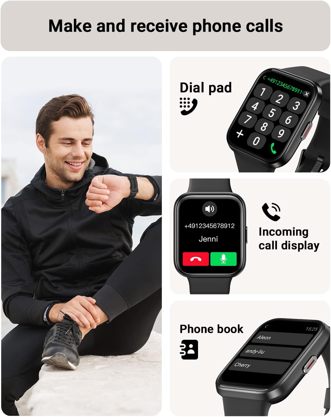 Smart Watch for Men Women (Answer/Make Call), Alexa Built-in, 1.8" Touch Screen Fitness Watch with SpO2 Sleep Monitor, 100 Sport, IP68 Waterproof Step Counter Smartwatch for iOS Android