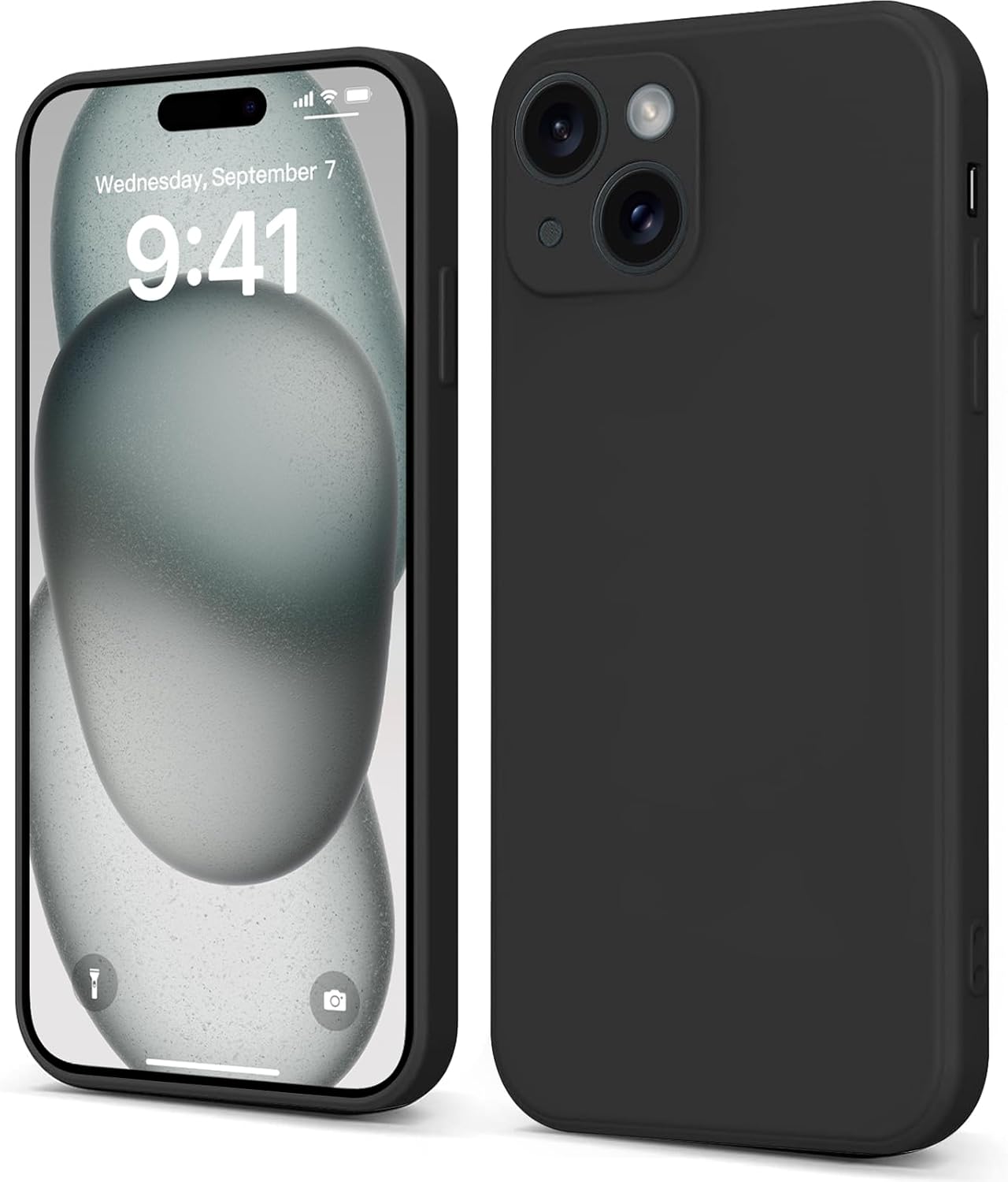 INFOSUN iPhone 15 Pro Case Silicone Protective Cover, Ultra Slim Soft Silicone Gel TPU Cover, Anti-Scratch Anti-Fingerprint Case Compatible with Apple iPhone 15 Pro(6.1Inch) (2023) (Black)
