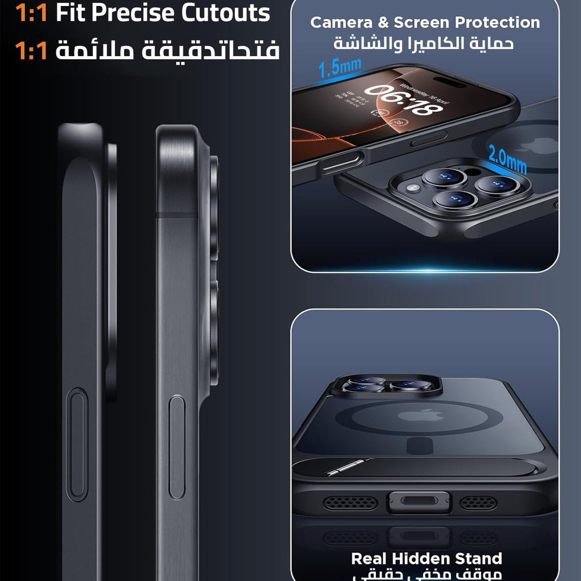 Eligo for iPhone 12 Pro Max Case, Compatible with MagSafe, Magnetic Cover with Invisible Stand, Shockproof Protection Phone Shell, Matte Kickstand Back Cases for Apple 12 Pro Max 6.7" (2020) (Black)