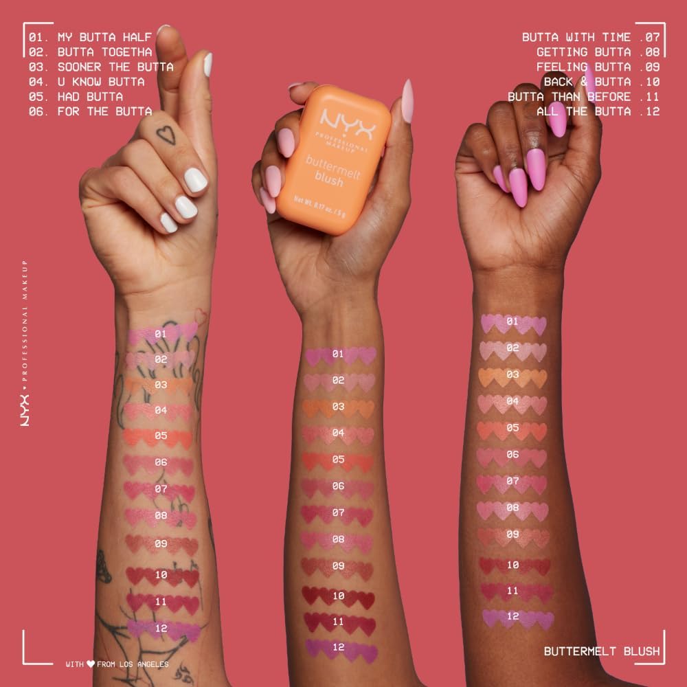NYX Professional Makeup Buttermelt Blush, Powder Blush, up to 12 H Wear, Fade & Transfer Resistant, Butta Together