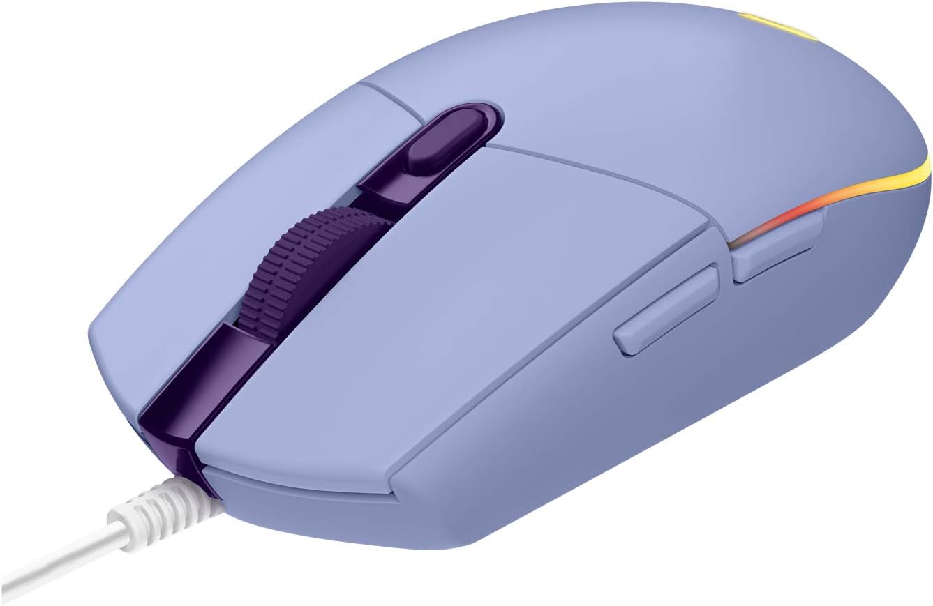 Logitech G203 Wired Gaming Mouse, 8,000 Dpi, Rainbow Optical Effect Lightsync Rgb, 6 Programmable Buttons, On-Board Memory, Screen Mapping, Pc/Mac Computer And Laptop Compatible - Black