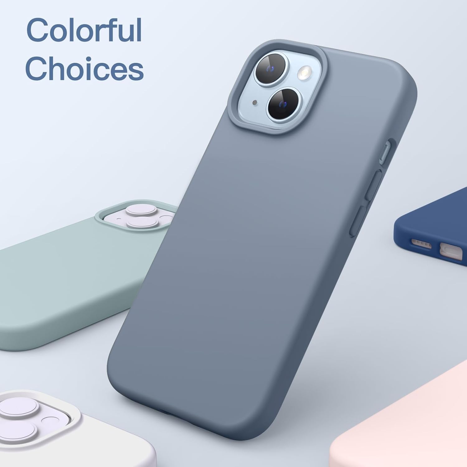 JETech Silicone Case for iPhone 14 6.1-Inch, Silky-Soft Touch Full-Body Protective Phone Case, Shockproof Cover with Microfiber Lining (Sierra Blue)