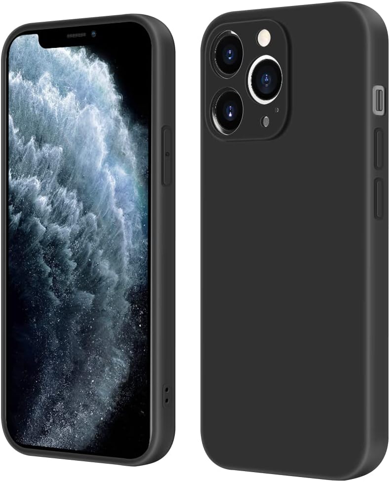 INFOSUN iPhone 15 Pro Case Silicone Protective Cover, Ultra Slim Soft Silicone Gel TPU Cover, Anti-Scratch Anti-Fingerprint Case Compatible with Apple iPhone 15 Pro(6.1Inch) (2023) (Black)