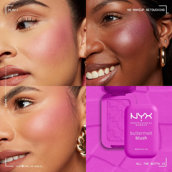 NYX Professional Makeup Buttermelt Blush, Powder Blush, up to 12 H Wear, Fade & Transfer Resistant, Butta Together