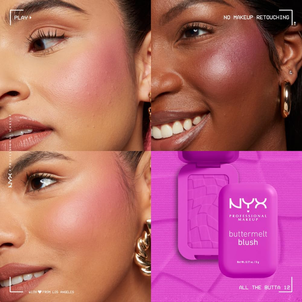 NYX Professional Makeup Buttermelt Blush, Powder Blush, up to 12 H Wear, Fade & Transfer Resistant, Butta Together