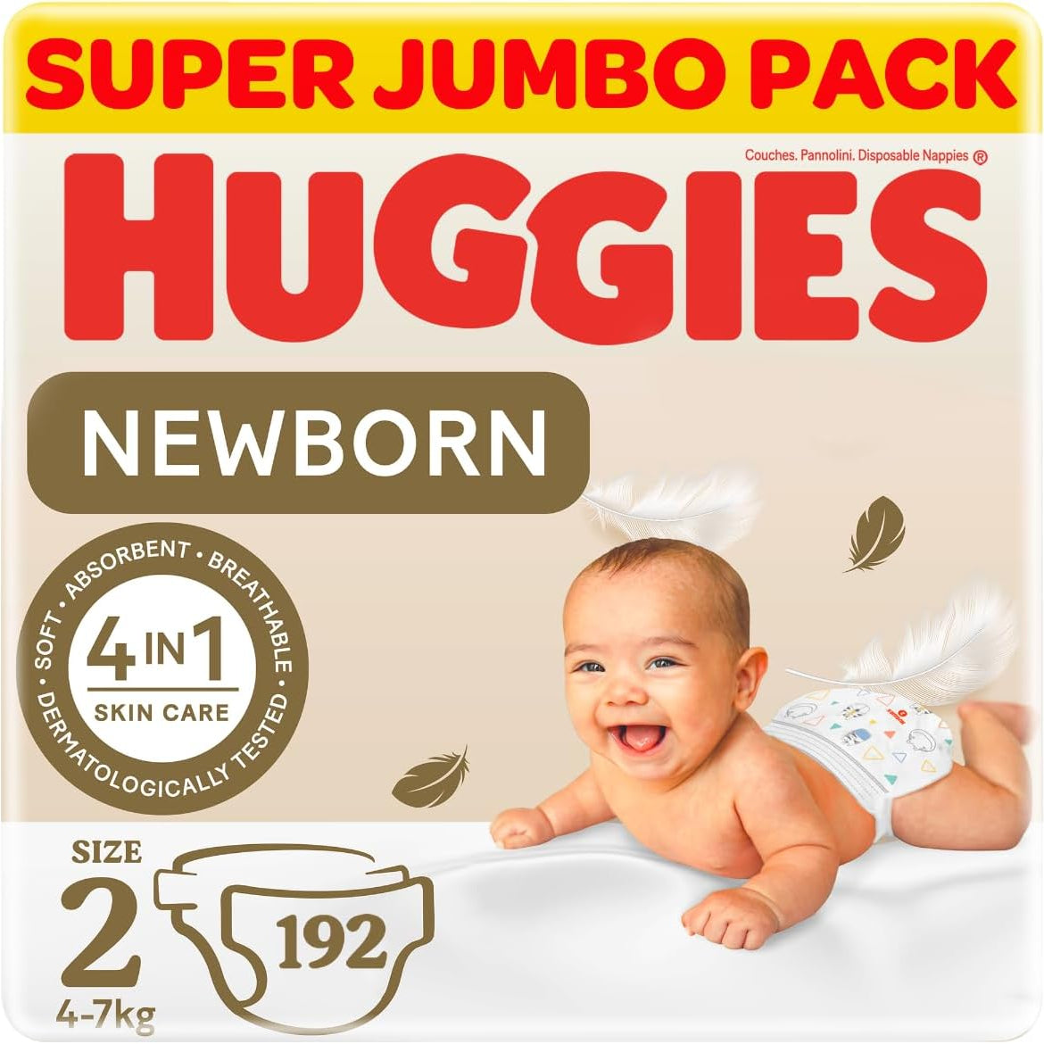 Huggies New Born, Size 2, 4-7 kg, Jumbo Pack, 128 Diapers