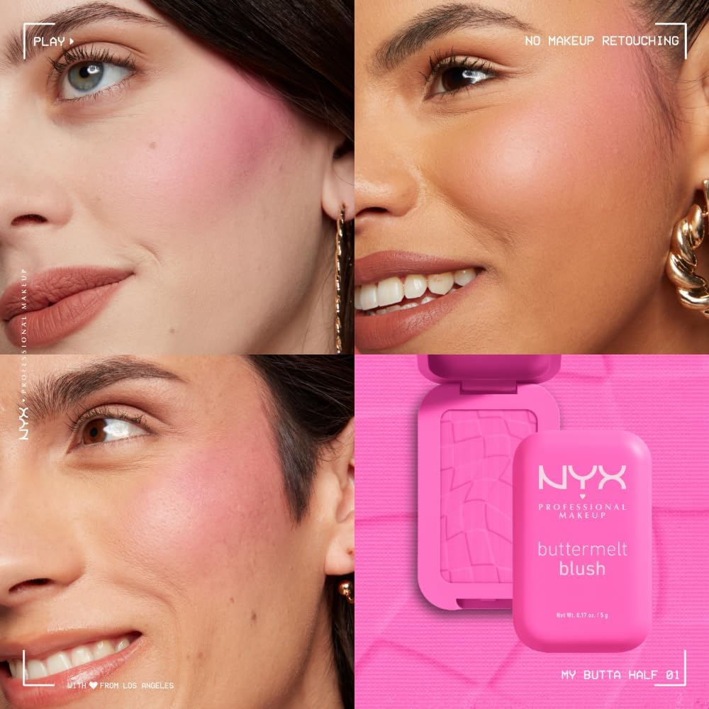 NYX Professional Makeup Buttermelt Blush, Powder Blush, up to 12 H Wear, Fade & Transfer Resistant, Butta Together