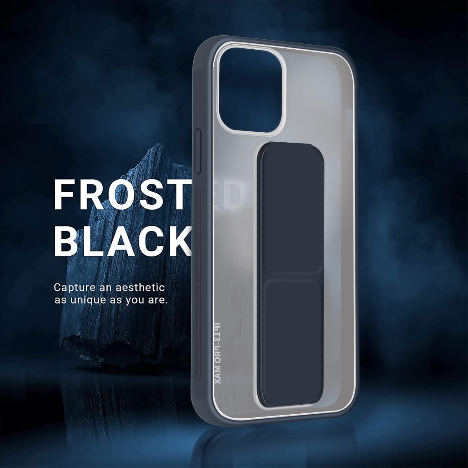 INFOSUN for iPhone 14 Pro Case Stand Cover Matte Cases with Frosted Back Hand Grip Kickstand Cover Holder Shockproof Translucent Design for iPhone 14 Pro (6.1 Inch) (2022) (Black)