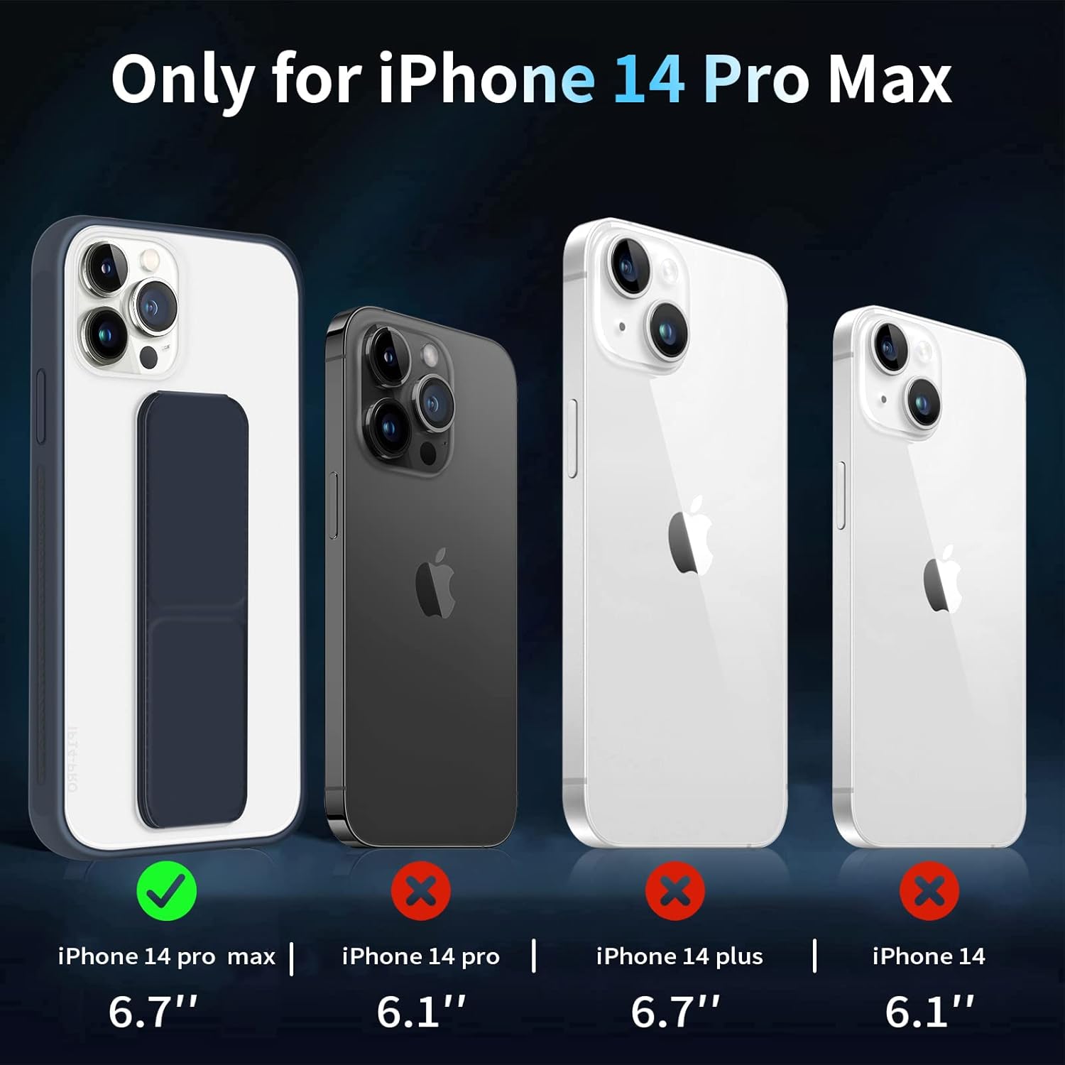 INFOSUN for iPhone 14 Pro Case Stand Cover Matte Cases with Frosted Back Hand Grip Kickstand Cover Holder Shockproof Translucent Design for iPhone 14 Pro (6.1 Inch) (2022) (Black)