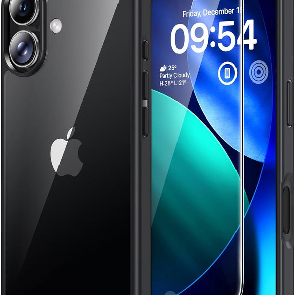 TAURI for iPhone 17 Pro Case with 1-Pack Screen Protector, Camera Lens Full Protection, Military-Grade Protection, Shockproof Transparent Back Bumper Phone Cover - Clear