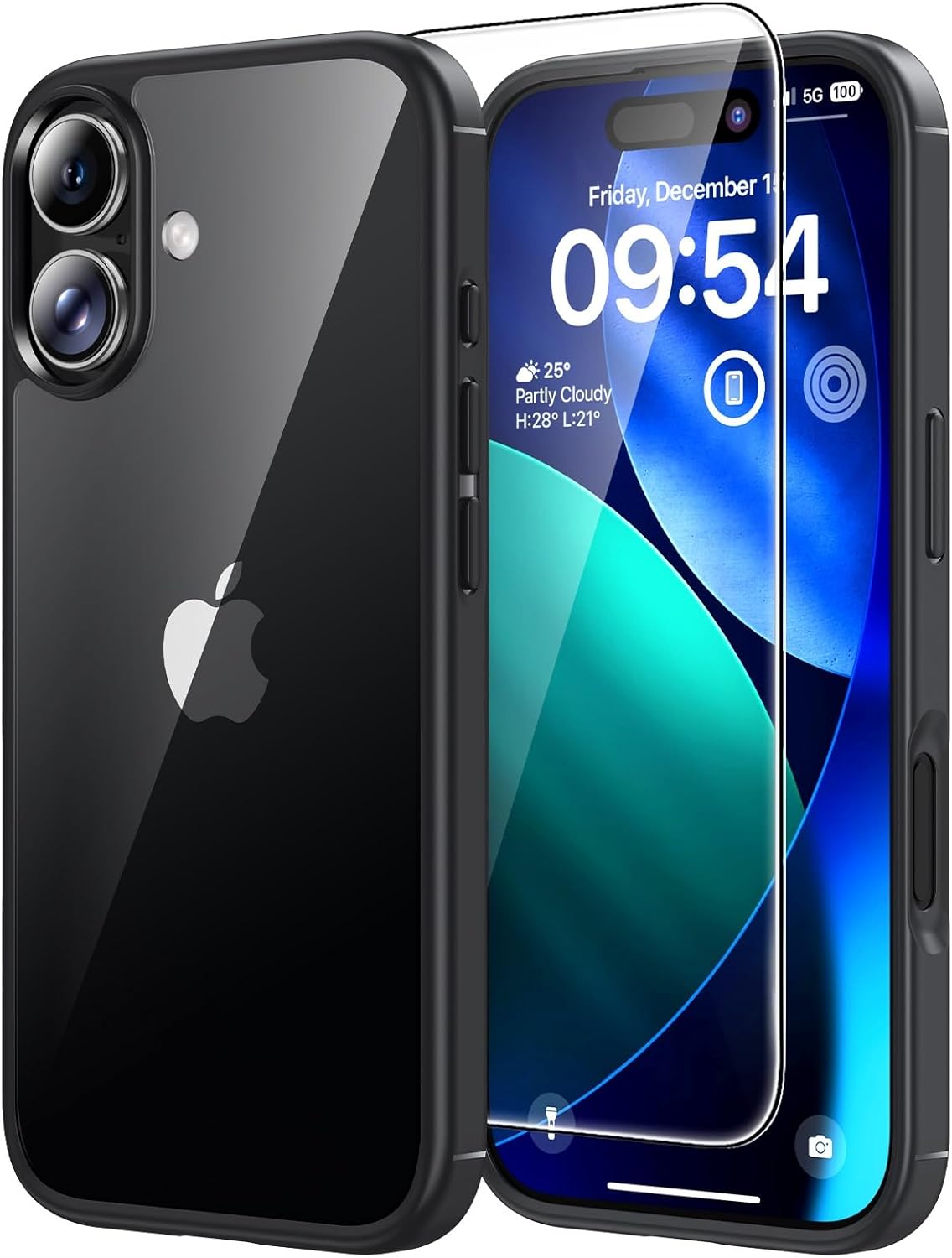 TAURI for iPhone 17 Pro Case with 1-Pack Screen Protector, Camera Lens Full Protection, Military-Grade Protection, Shockproof Transparent Back Bumper Phone Cover - Clear