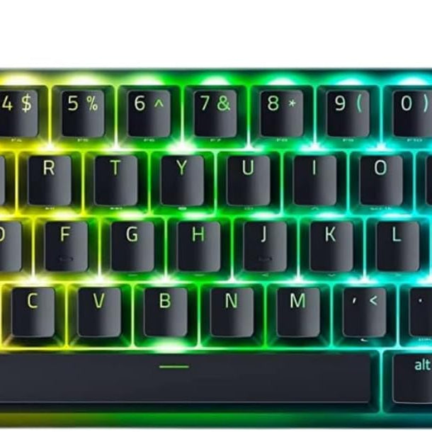 Razer Huntsman Mini 60% Compact Gaming Keyboard: Purple Switch, Clicky Optical-Mechanical Switches, Doubleshot PBT Keycaps, Detachable USB-C Cable, US Layout - Black