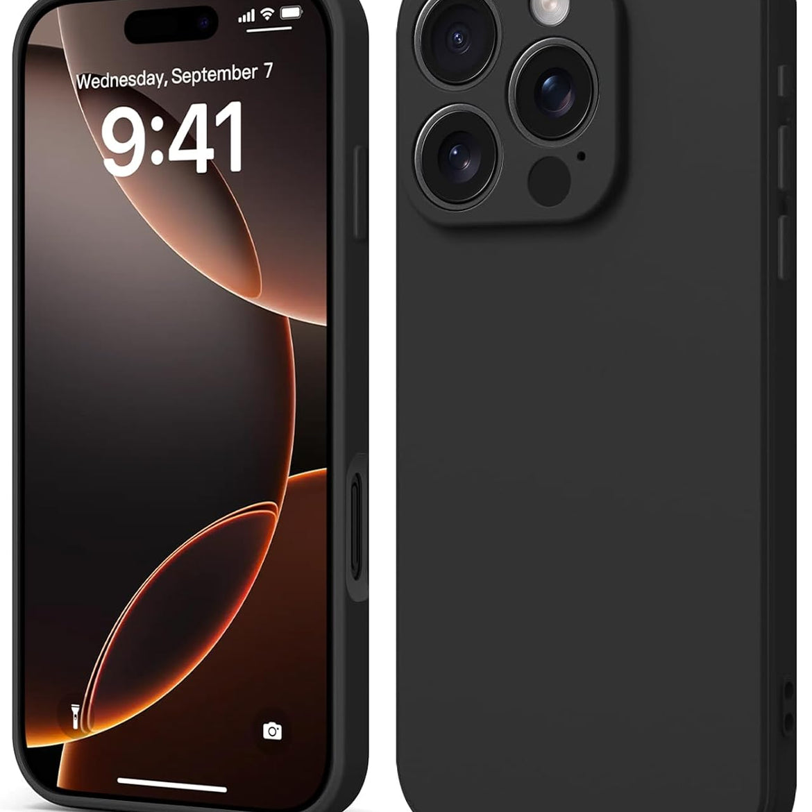 INFOSUN iPhone 15 Pro Case Silicone Protective Cover, Ultra Slim Soft Silicone Gel TPU Cover, Anti-Scratch Anti-Fingerprint Case Compatible with Apple iPhone 15 Pro(6.1Inch) (2023) (Black)