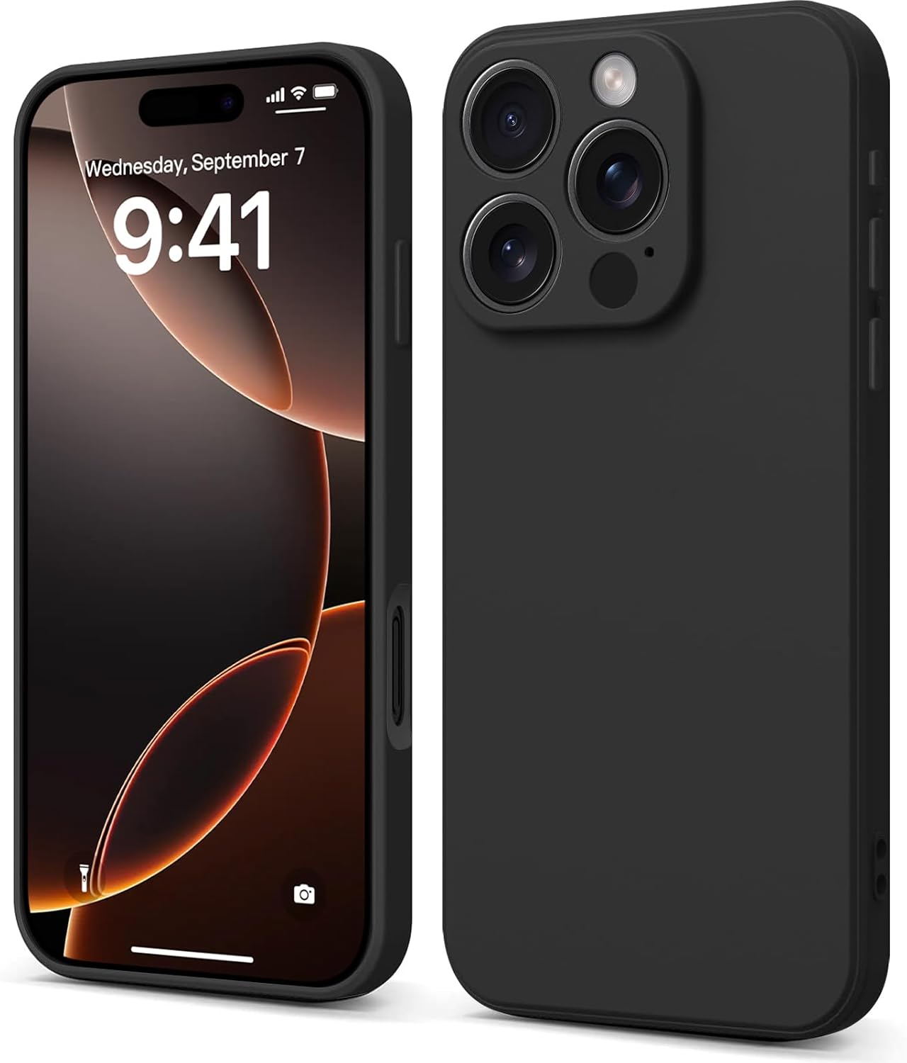 INFOSUN iPhone 15 Pro Case Silicone Protective Cover, Ultra Slim Soft Silicone Gel TPU Cover, Anti-Scratch Anti-Fingerprint Case Compatible with Apple iPhone 15 Pro(6.1Inch) (2023) (Black)
