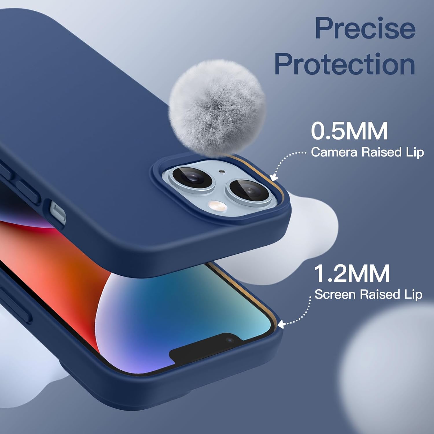 JETech Silicone Case for iPhone 14 6.1-Inch, Silky-Soft Touch Full-Body Protective Phone Case, Shockproof Cover with Microfiber Lining (Sierra Blue)