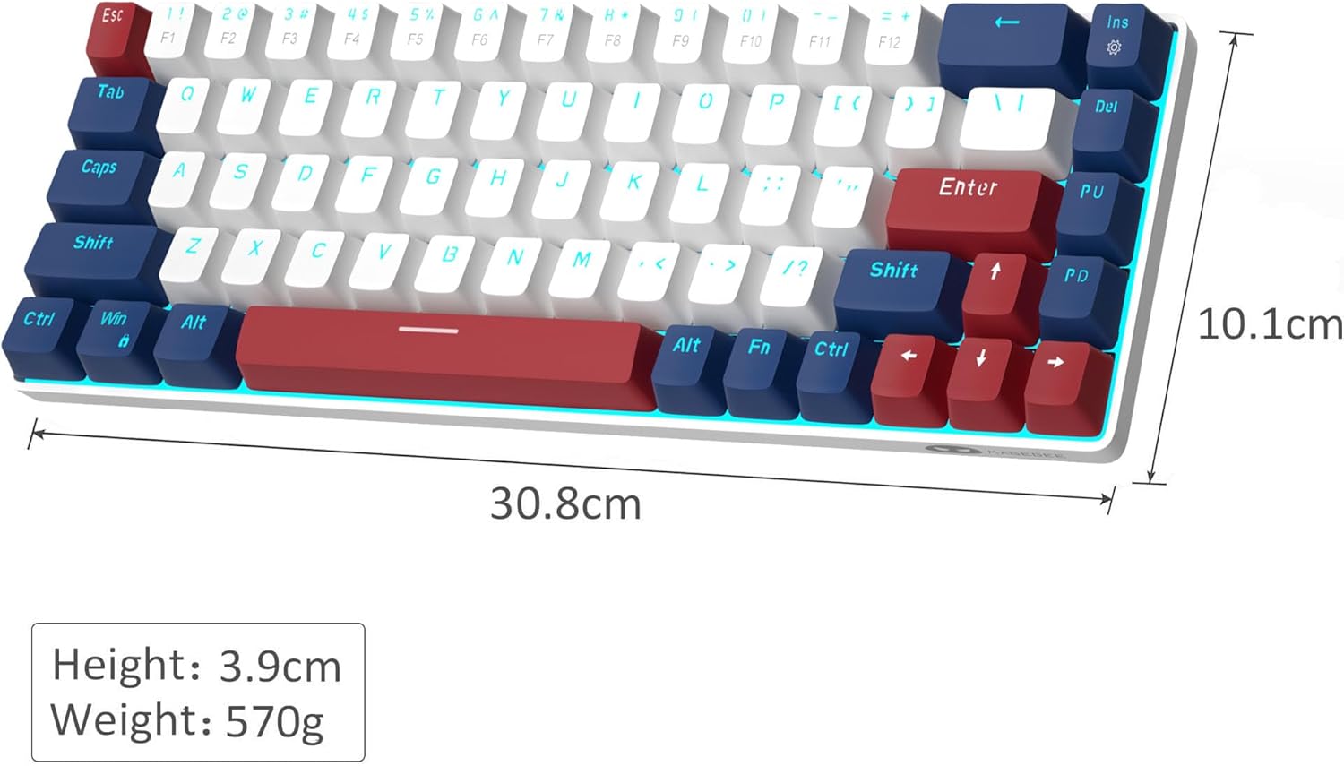 MageGee Portable 60% Mechanical Gaming Keyboard (Grey/Blue Switch)
