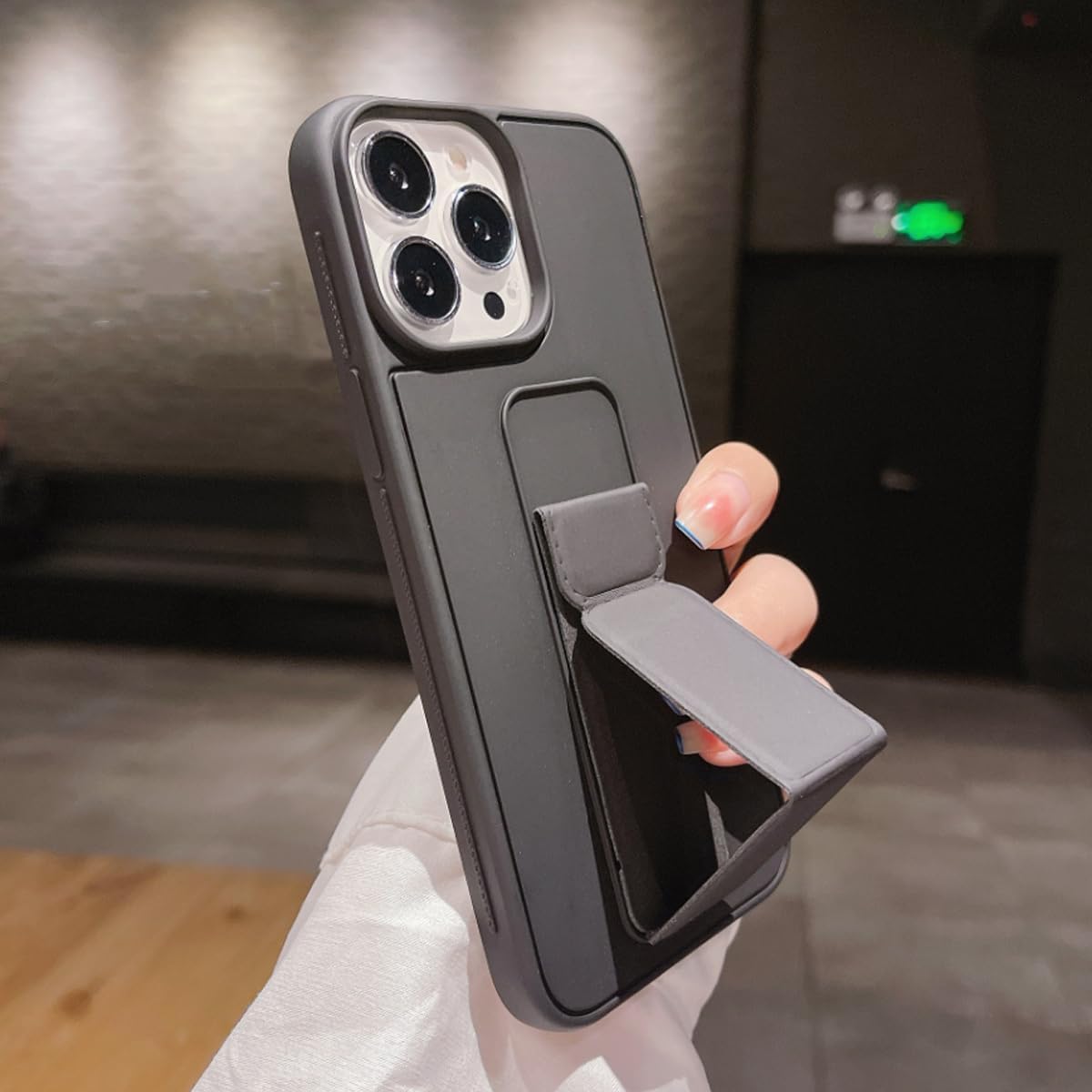 Compatible with iPhone 14 Plus Case with Stand, Multi-Functional Magnetic Vertical & Horizontal Kickstand Protective Phone Case, Candy Color Slim Cute Hybrid Cover (Black, iphone 14 plus)
