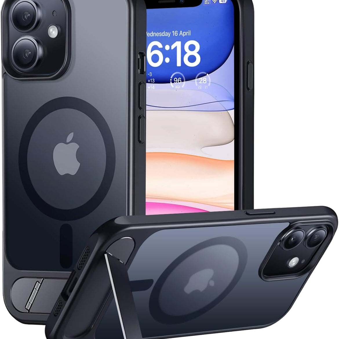 Eligo for iPhone 12 Pro Max Case, Compatible with MagSafe, Magnetic Cover with Invisible Stand, Shockproof Protection Phone Shell, Matte Kickstand Back Cases for Apple 12 Pro Max 6.7" (2020) (Black)