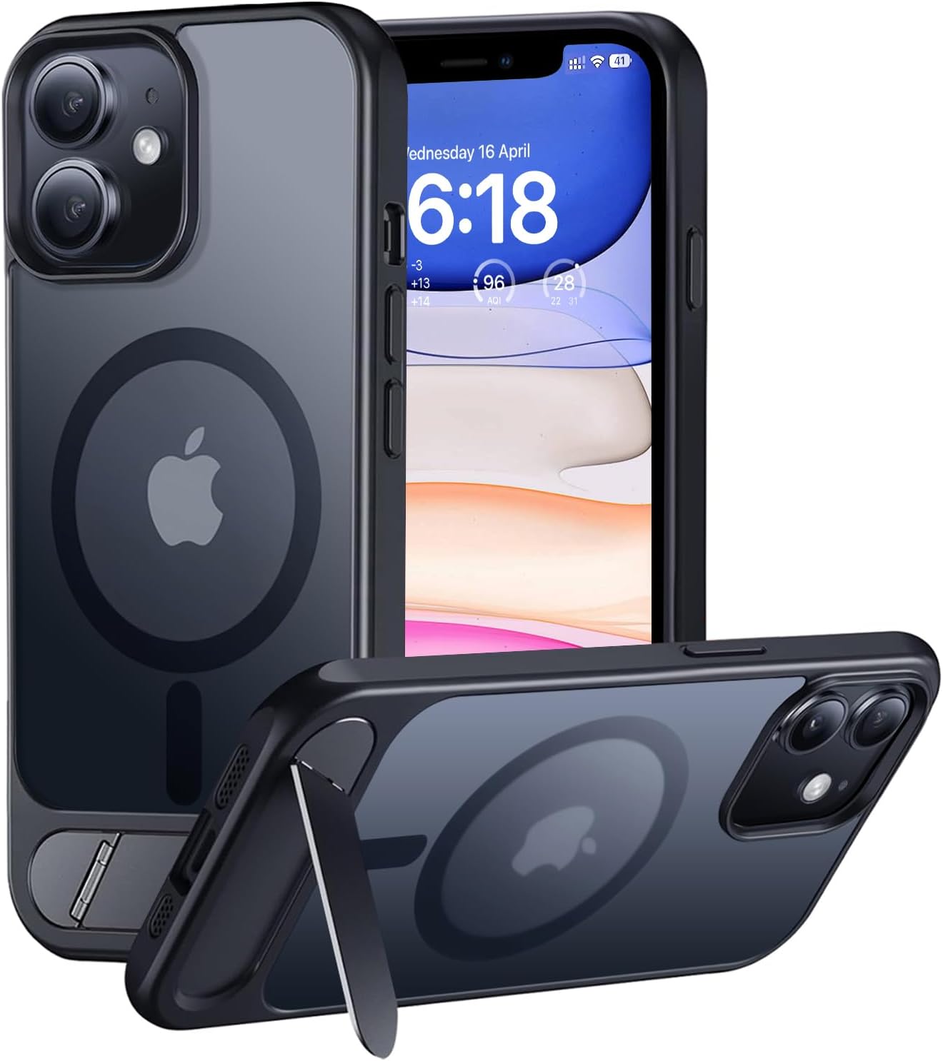 Eligo for iPhone 12 Pro Max Case, Compatible with MagSafe, Magnetic Cover with Invisible Stand, Shockproof Protection Phone Shell, Matte Kickstand Back Cases for Apple 12 Pro Max 6.7" (2020) (Black)