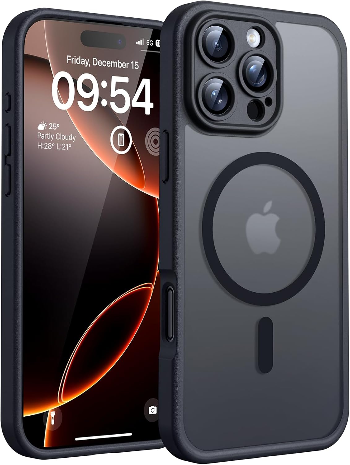 TOCOL for iPhone 17 Pro Max Case 6.9-inch, Built-in Magnetic Ring, Upgraded Camera Protection, Compatible with Magsafe, Military Grade Shockproof, Non-slip Translucent Matte Case, Black