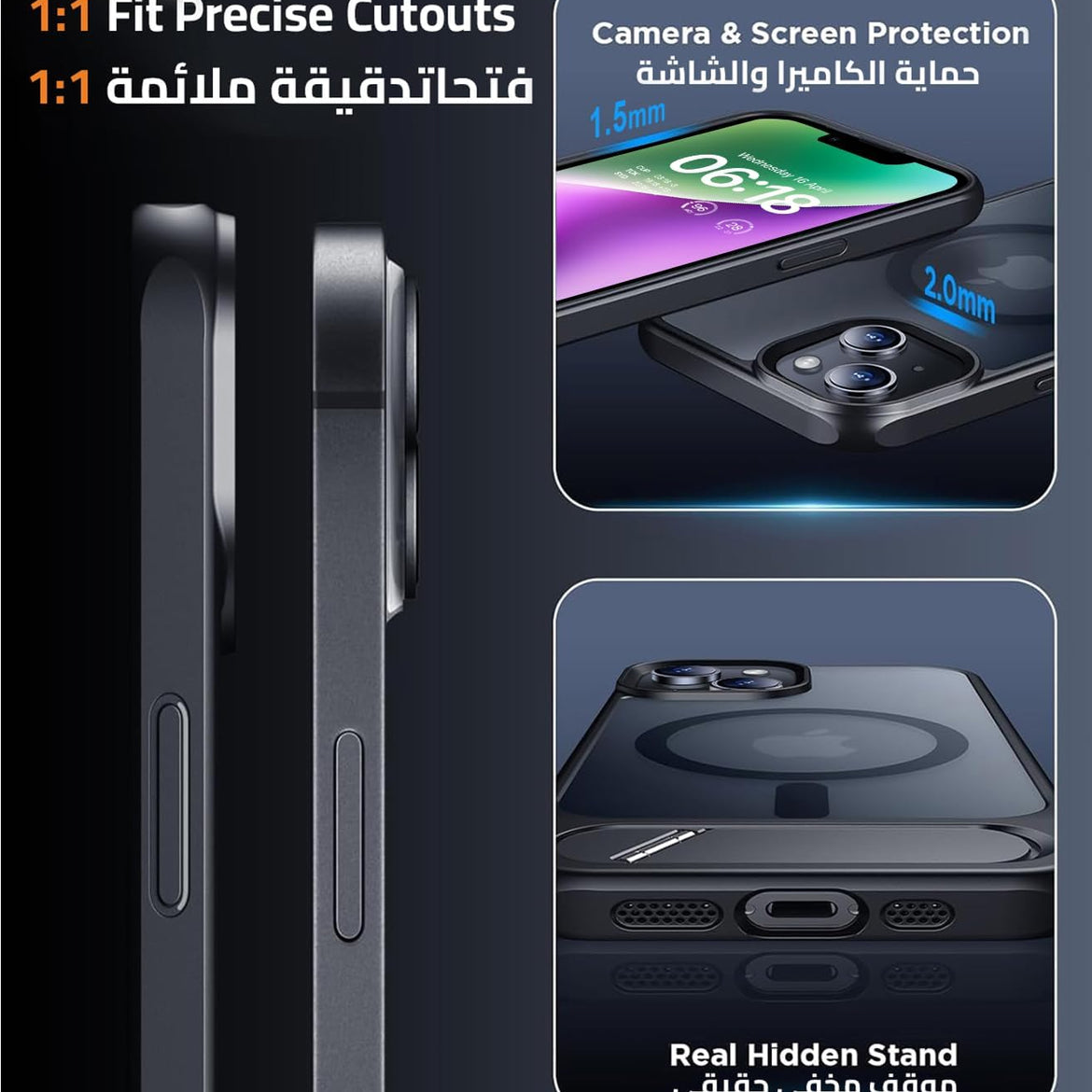 Eligo for iPhone 12 Pro Max Case, Compatible with MagSafe, Magnetic Cover with Invisible Stand, Shockproof Protection Phone Shell, Matte Kickstand Back Cases for Apple 12 Pro Max 6.7" (2020) (Black)