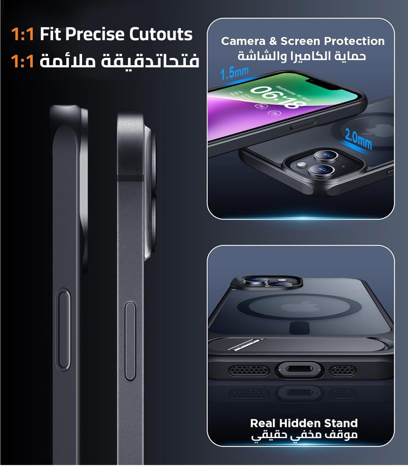 Eligo for iPhone 12 Pro Max Case, Compatible with MagSafe, Magnetic Cover with Invisible Stand, Shockproof Protection Phone Shell, Matte Kickstand Back Cases for Apple 12 Pro Max 6.7" (2020) (Black)