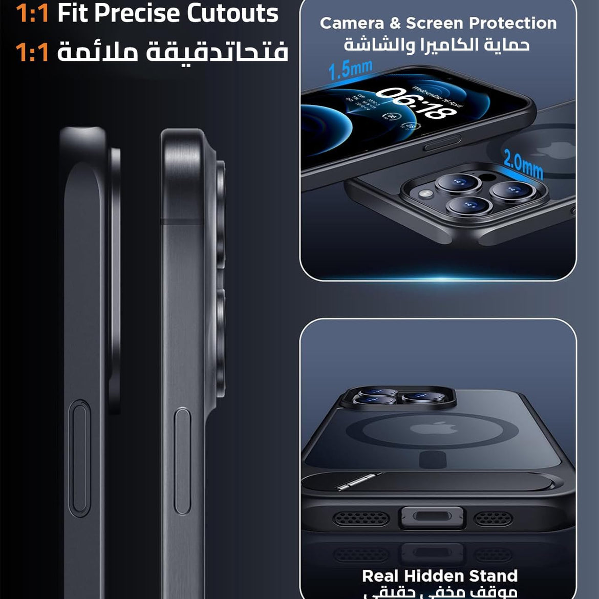 Eligo for iPhone 12 Pro Max Case, Compatible with MagSafe, Magnetic Cover with Invisible Stand, Shockproof Protection Phone Shell, Matte Kickstand Back Cases for Apple 12 Pro Max 6.7" (2020) (Black)