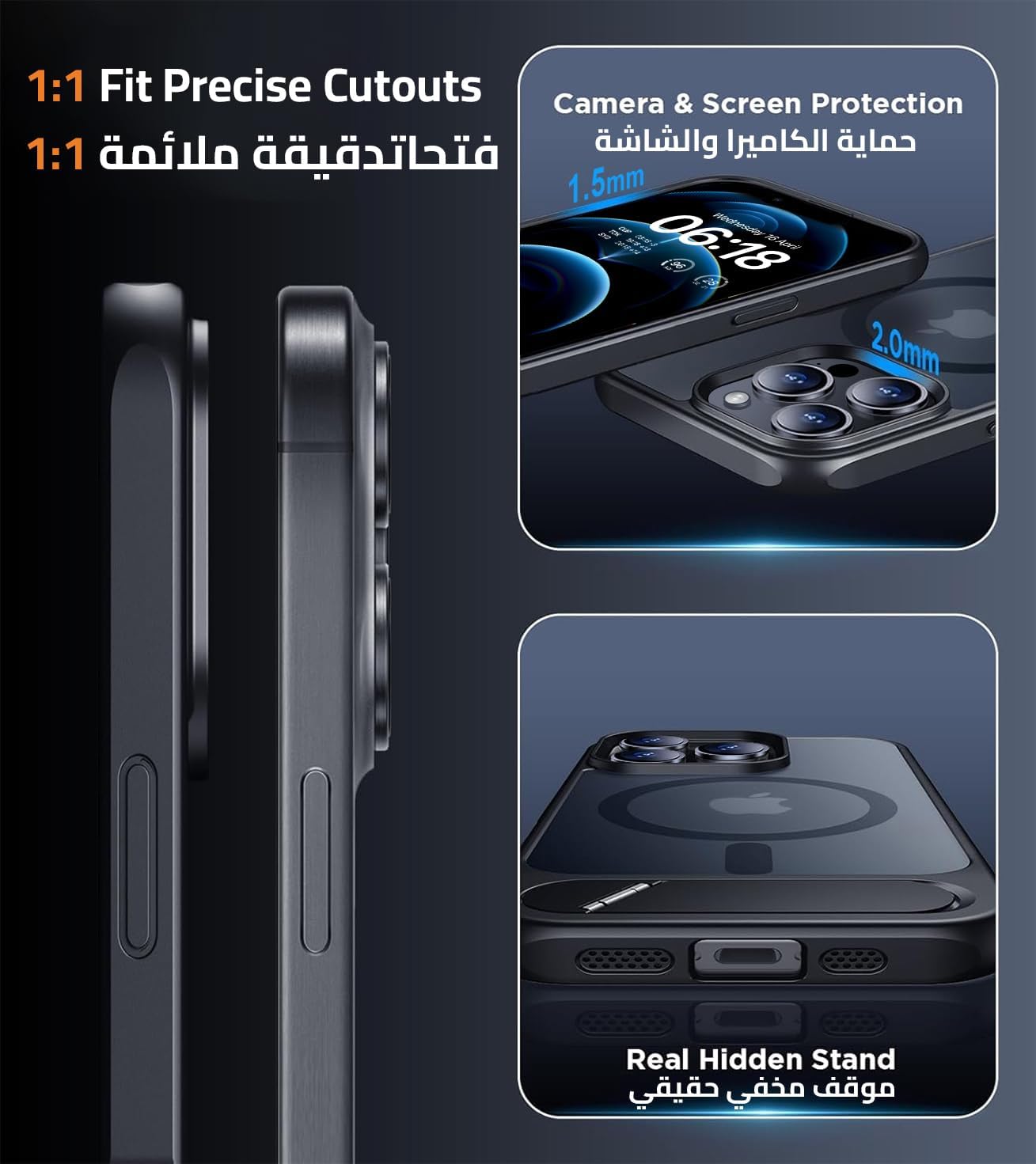Eligo for iPhone 12 Pro Max Case, Compatible with MagSafe, Magnetic Cover with Invisible Stand, Shockproof Protection Phone Shell, Matte Kickstand Back Cases for Apple 12 Pro Max 6.7" (2020) (Black)