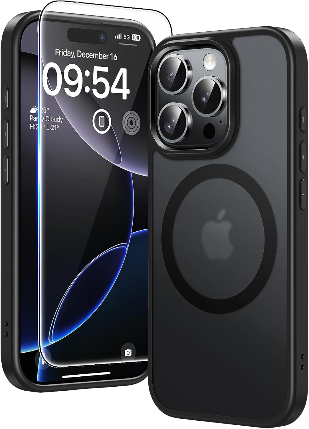 TAURI for iPhone 17 Pro Case with 1-Pack Screen Protector, Camera Lens Full Protection, Military-Grade Protection, Shockproof Transparent Back Bumper Phone Cover - Clear
