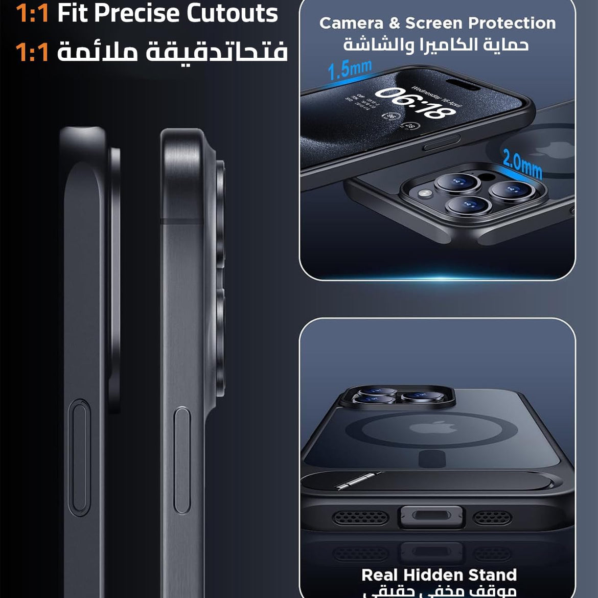 Eligo for iPhone 12 Pro Max Case, Compatible with MagSafe, Magnetic Cover with Invisible Stand, Shockproof Protection Phone Shell, Matte Kickstand Back Cases for Apple 12 Pro Max 6.7" (2020) (Black)