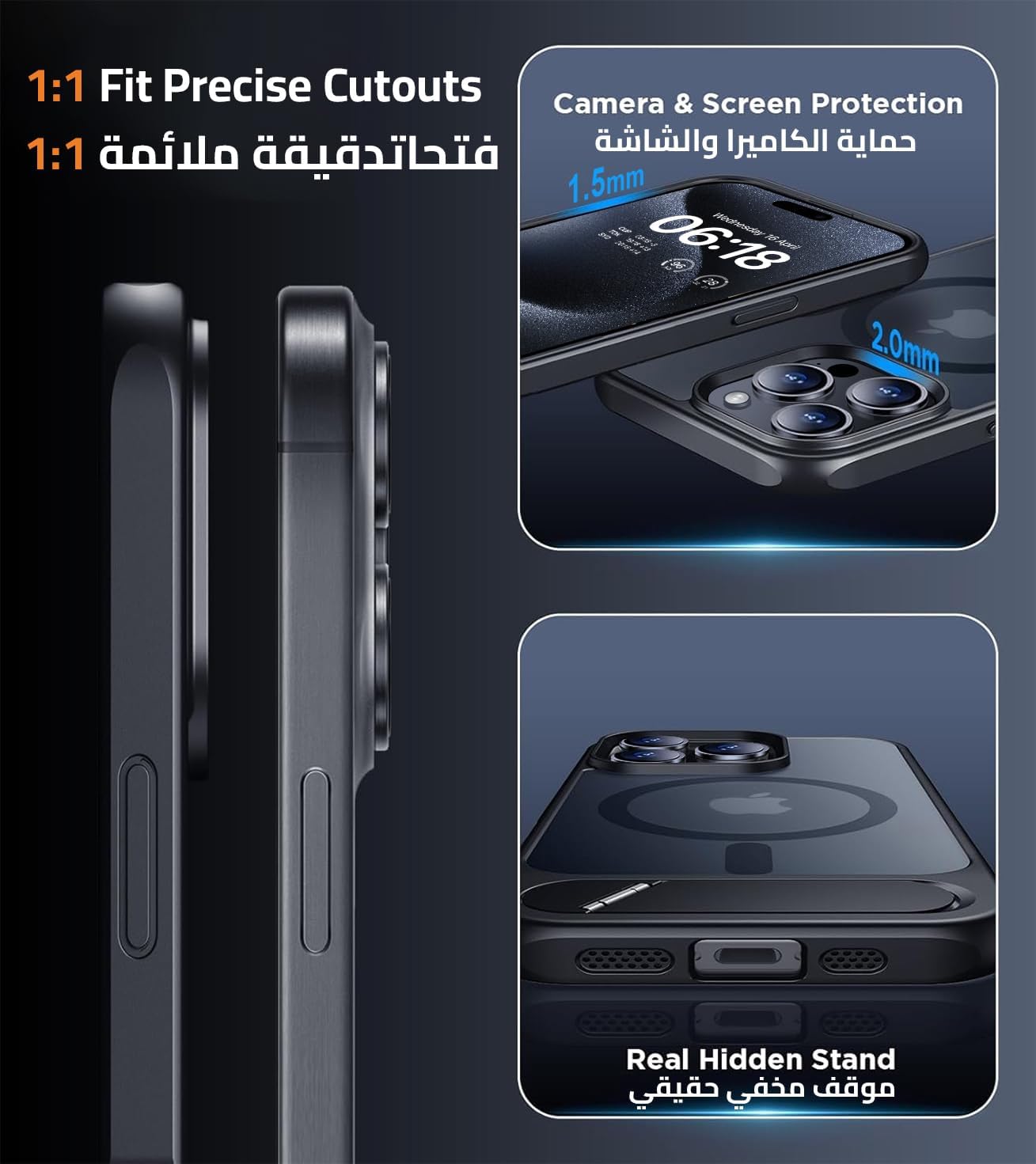 Eligo for iPhone 12 Pro Max Case, Compatible with MagSafe, Magnetic Cover with Invisible Stand, Shockproof Protection Phone Shell, Matte Kickstand Back Cases for Apple 12 Pro Max 6.7" (2020) (Black)