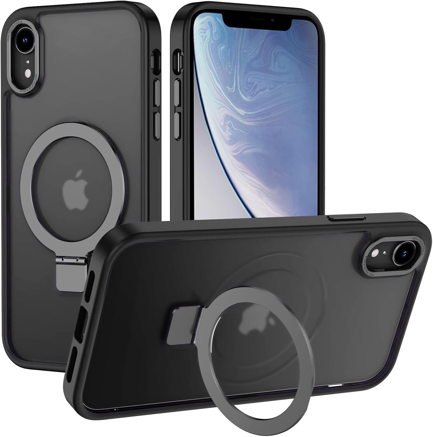 Eligo for iPhone 12 Pro Max Magnetic Case with Invisible Stand, Compatible with MagSafe Shockproof Protection Cover, Translucent Matte Slim Phone Case with Magnet for Apple 12 Pro Max (2020)(Black)